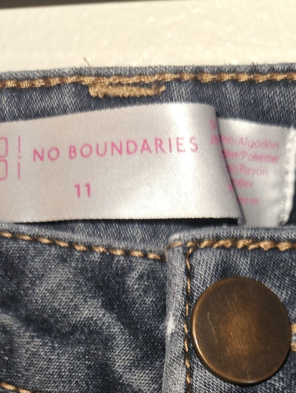 No Boundaries Juniors Button Fly Blue Jeans Size 11 - Picture 10 of 10